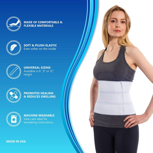 NYOrtho Abdominal Binder for Women, Soft Belly Wrap for Post-Surgery Recovery, Small 30"-45"