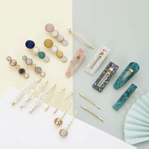 Mehayi 20 PCS Macaron Pearl Acrylic Resin Fashion Hair Clips Set, Cute Hair Barrettes Bobby Pins, Boho Fancy Hairpin