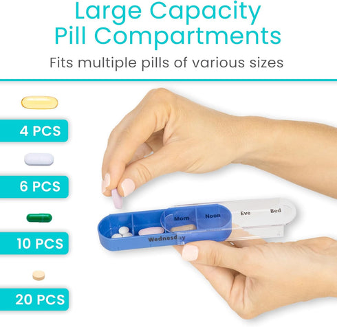 Vive Stackable Pill Organizer Tower with Pill Cutter for Vitamins, 7 Days 4 Times a Day