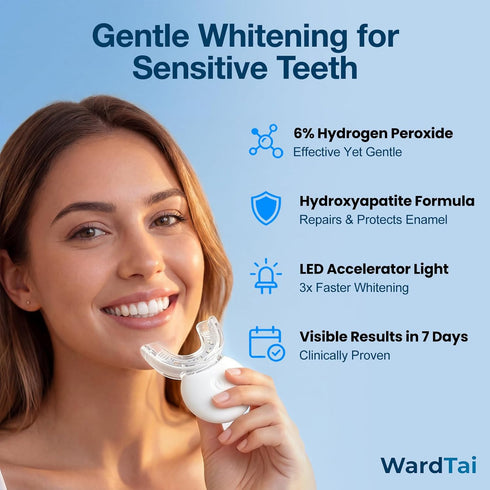 WardTai 32 3X 6 7 Teeth Whitening Kit with LED Accelerator Light, Percent Gentle Hydrogen Peroxide Gel Pens