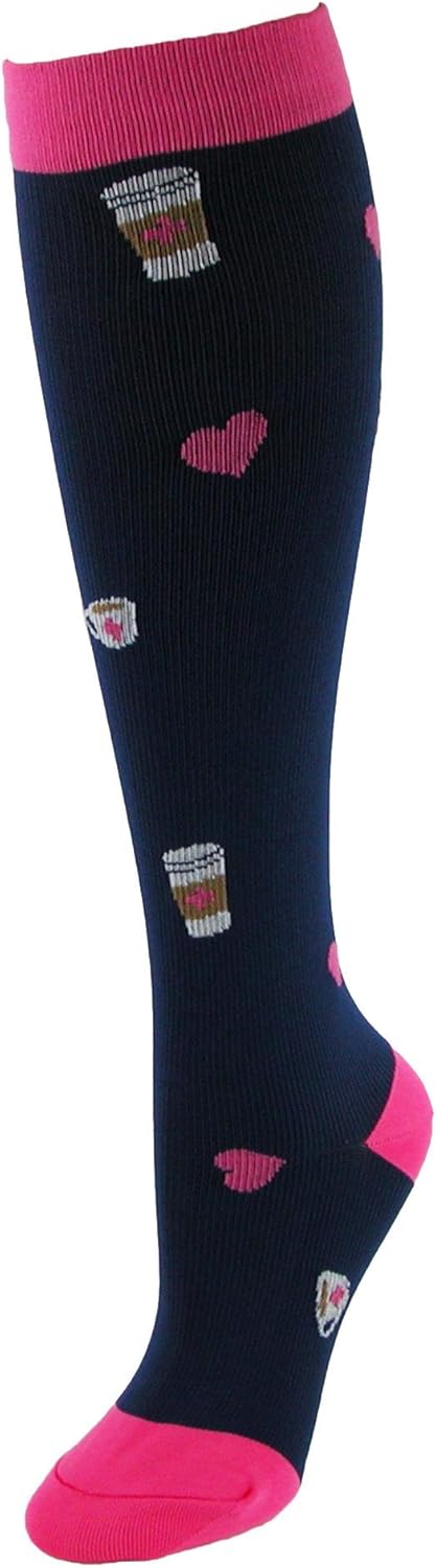 Think Medical Women's 10-14mmHG Fashion Compression Socks (Coffee Love)