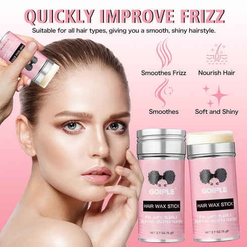 Wax Stick for Hair, Long-Lasting Pomade, Smoothing & Slick Stick for Wigs, Styling Waxes for Fly Away & Edge Frizz Hair