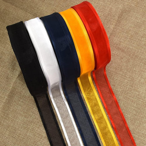 TONIFUL 1 Inch x 25 Yards White Sheer Organza Ribbon with Satin Chiffon for Gift Wrapping and Party Decoration