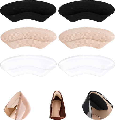 Heel Grips Liner Cushions Inserts for Loose Shoes, Self-Adhesive Soft Pads for Heel Pain Relief