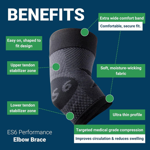 OS1st ES6 Elbow Compression Bracing Sleeve (Medium, Tan) for Tennis or Golfer's Elbow, Supports Tendons