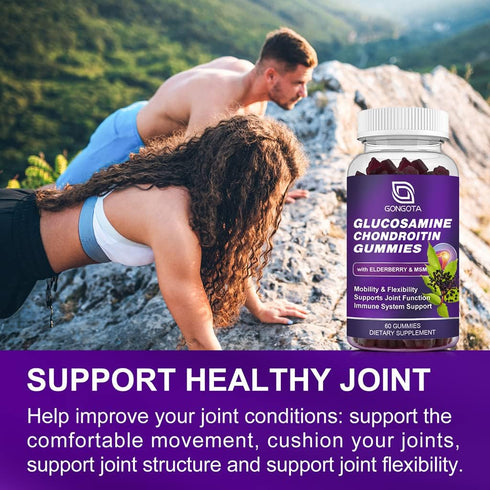 Glucosamine Chondroitin Gummies - Extra Strength 1500mg with MSM & Elderberry, Joint Support, 120 Count, 2-Pack