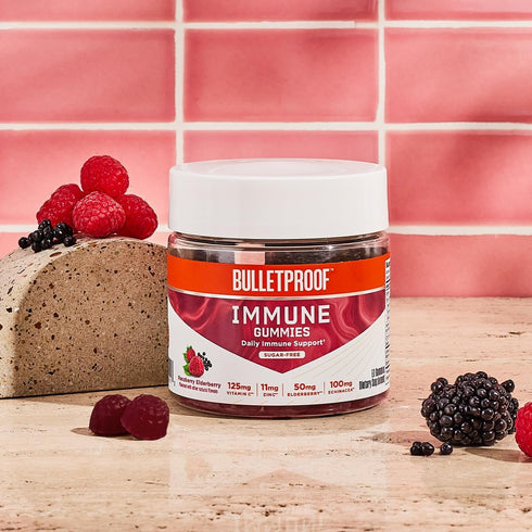 Bulletproof Sugar-Free Raspberry Elderberry Gummies, 60 Count, Keto Immune Support Supplement