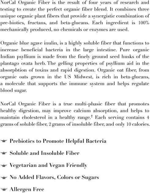 Norcal Organic Fiber - 2lbs | Gluten-Free, Non-GMO Prebiotics & Psyllium Husk Blend