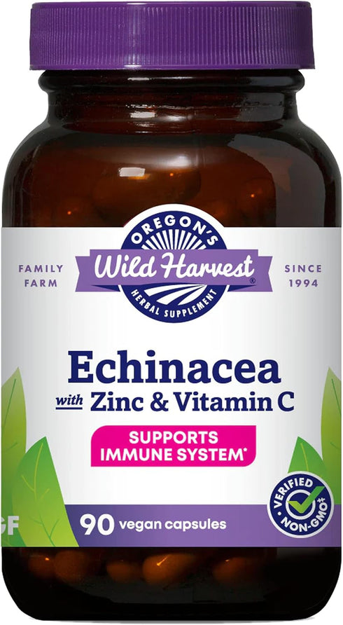 Oregon's Wild Harvest Echinacea with Zinc and Vitamin C, 90 Count Capsules