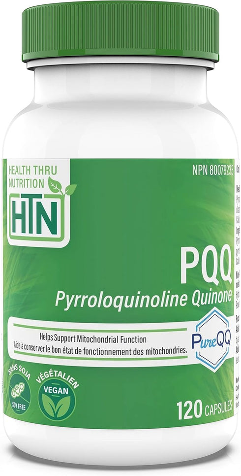 Health Thru Nutrition PQQ 20mg, 120 Servings, Certified Vegan, Non-GMO Gluten Soy Free Capsules