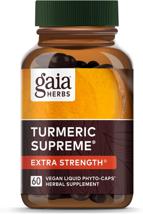 Gaia Herbs Turmeric Supreme Extra Strength, 60 Vegan Liquid Phyto-Capsules, Reduces Occasional Swelling