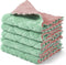 kimteny Cleaning Cloths Kitchen Towels, Microfiber Washcloths, Lint Free Reusable Dishcloths, Pack of 5 (Pink-Green)