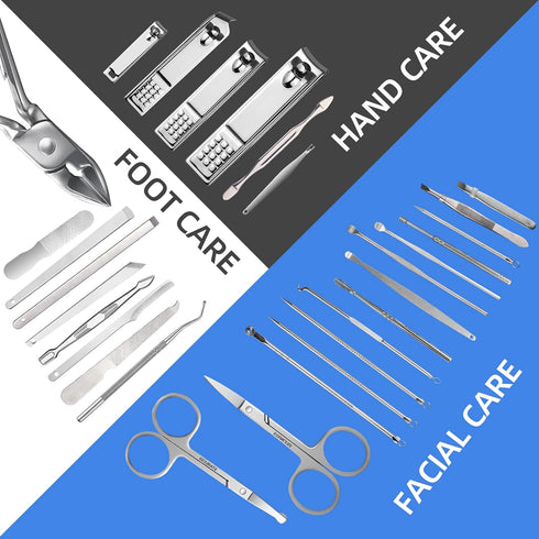 Manicure Set 30 in 1 | RedFlow Nail Clippers & Toenail Clippers, Travel Manicure Tools, Pedicure Kit