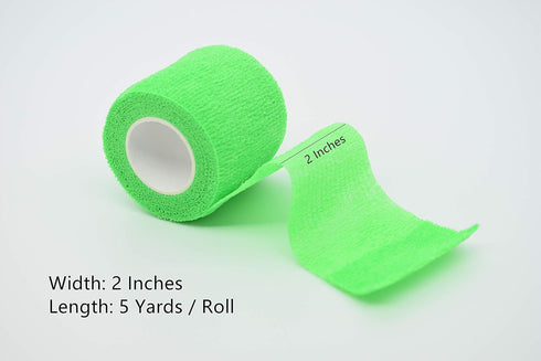 15 Pack Cohesive Wrap, 2 Inches x 5 Yards Self Adherent Vet Tape for Pets, Elastic Bandage Wrap (15 Colors)