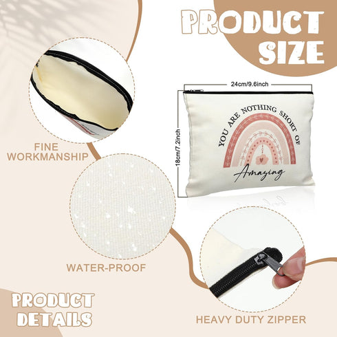 12 Pieces Thank You Gift Makeup Bags Inspirational Gifts for Social Worker Nurse Women Appreciation Gift for Colleague Coworkers Teacher Volunteer Cosmetic Bags for Birthday(Delicate Pattern)