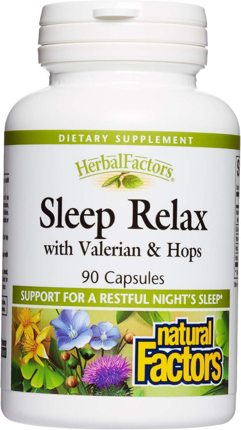 Natural Factors Herbal Factors Sleep Relax Formula, Non-GMO Sleep Aid, 90 Capsules