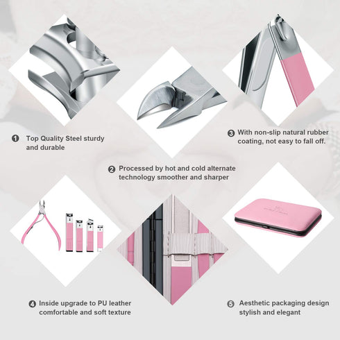 Professional Manicure Set, Nail Clippers Kit for Women, 18Pcs Stainless Steel Grooming