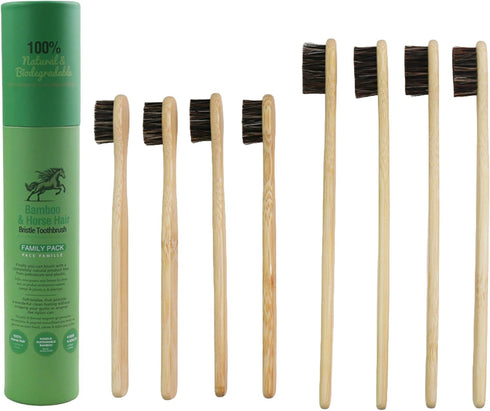 Gaia Guy Natural Bristle Bamboo Toothbrush Family Pack (NO Nylon - Horsehair