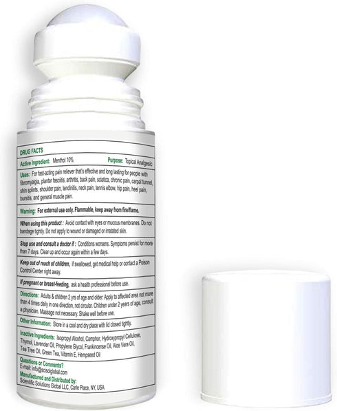 Fast Acting Hemp Pain Relief Gel with Menthol, Cooling Topical Analgesic Roll-on for Muscle and Joint Pain Relief