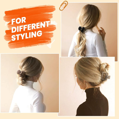 Matte Hair Clips for Women and Girls - Rectangle and Double Row Small Claw Clips in Beige, Khaki, Brown, Black