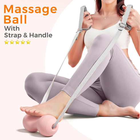 VICSKY Peanut Massage Ball with Handles & Pull Strap - Dual Trigger Point Therapy for Feet, Legs, Neck, Muscle Pain