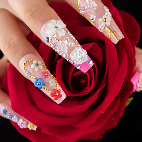 Mixed 3D Nail Art Gem Decoration Accessories Kit #1, Aurora Bear Bow Butterfly Starry AB Rhinestone Charm Jewelry