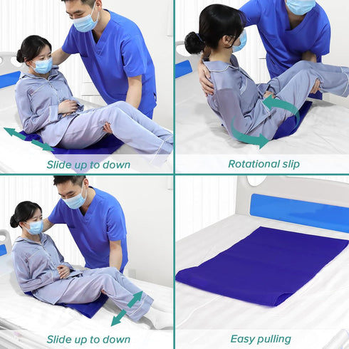 Tubular Slide Sheet for Patient Transfer, 24" x 16" Blue Sliding Draw Sheets for Elderly, Hospital Bed, Home Care