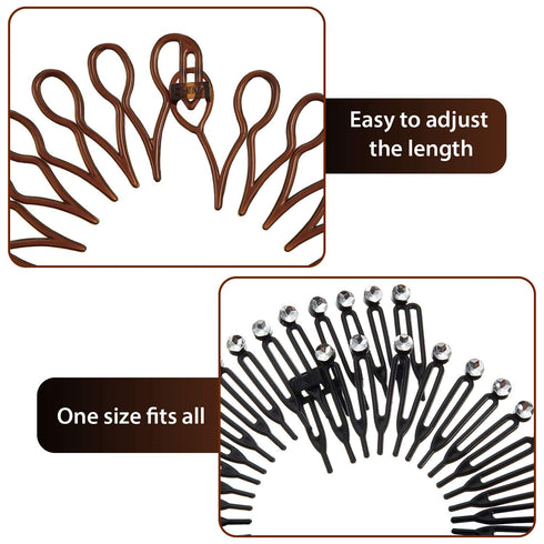 WILLBOND 14 Pcs Flexible Circle Hair Bands, Stretch Headbands with Tooth Comb for Women and Girls, 7 Color Styles