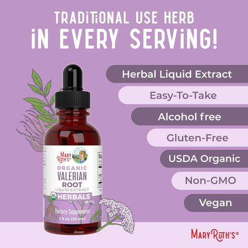 MaryRuth Organics Valerian Root Liquid Drops - 2 Month Supply, Sugar Free, Vegan