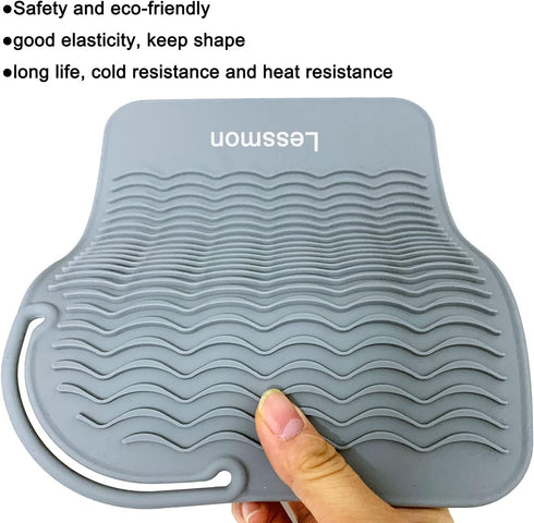 Large Heat Resistant Mat, 11" x 7.5" for Curling Irons, Hair Straightener, Flat Irons, Grey