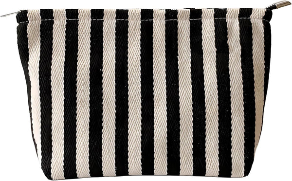 Makeup Bag, Travel Makeup Bag for Purse, Striped Cosmetic Bag, High Capacity Toiletry Bag for Women, Personalized Gift