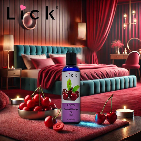Cherry Flavored Massage Oil for Therapy, Relaxing Muscle Massage with Natural Vitamin E Oil, 4 oz
