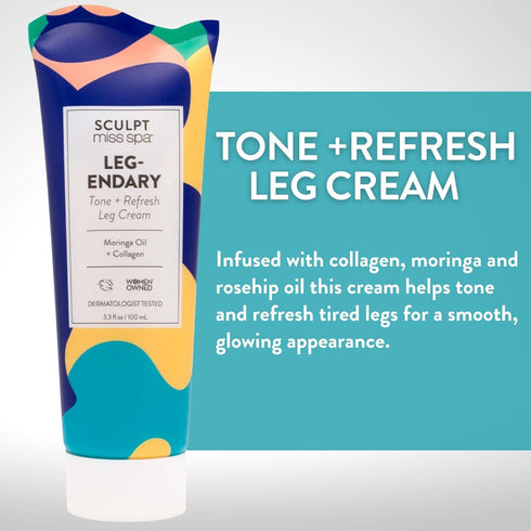 MISS SPA Collagen Leg Cream with Moringa Rosehip Oil, Anti Aging Skin Care, Dermatologist Tested, 3.3 Fl oz