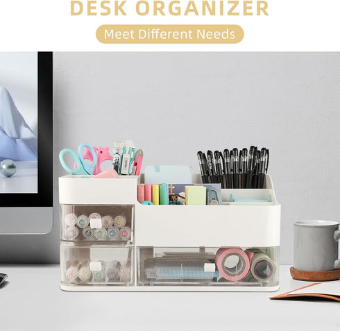 Makeup Organizer and Storage, Large Capacity Cosmetic Display Case with Drawer for Skincare, Brushes, Lipstick