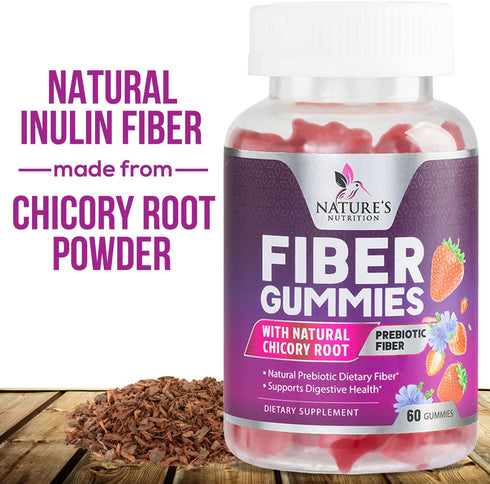 Fiber Supplement Gummies for Digestive Health & Regularity Support, 4g Gummy for Adults - 60 Gummies