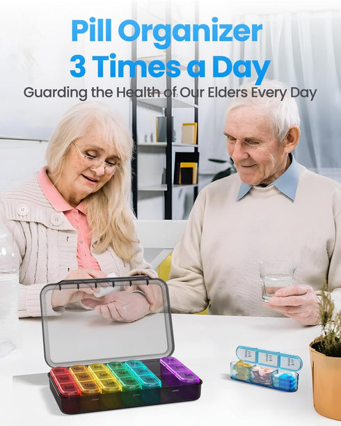 ASprink Weekly Pill Organizer, 3 Times a Day Medicine Case, Daily Pill Box 7 Day Organizer for Vitamins & Medication