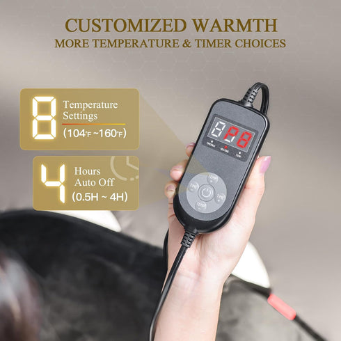 InVarme 2X 160 4H 12" 24" Extra Hot Heating Pad: Graphene Max Electric Heating Pad for Back Neck Shoulders Leg - Fast
