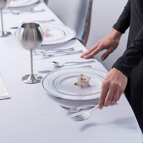 Stock Your Home 125 Disposable Heavy Duty Plastic Spoons, Silver - Perfect for Catering Events, Parties, Weddings