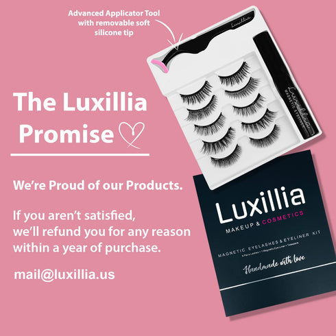 Luxillia Magnetic Eyelashes with Eyeliner 7 Piece Set, Natural Looking Magnetic Lashes Kit, Reusable Fake Eyelash,