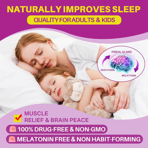 5HTP Gummies for Adults & Kids 8+ with GABA + Magnesium Glycinate - 5-HTP 200MG Supplement for Sleep Regulation, 60 Cts