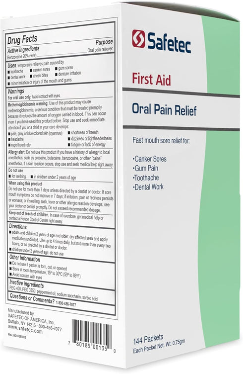 Oral Pain Relief, 0.75 Gram Packets - Box of 144