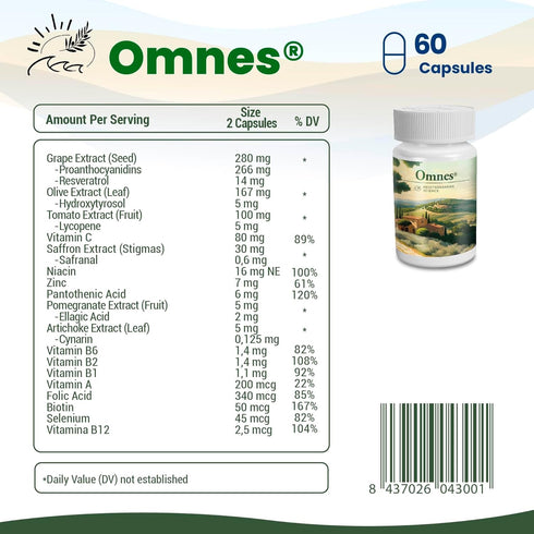 Omnes Complete Multivitamin - Natural Extracts, 12 Vitamins & Minerals, 60 Capsules