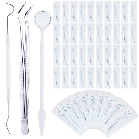 TrelaCo 50 Sets Disposable Dental Tools, Dental Picks, Mirror, Explorer for Oral Cleaning