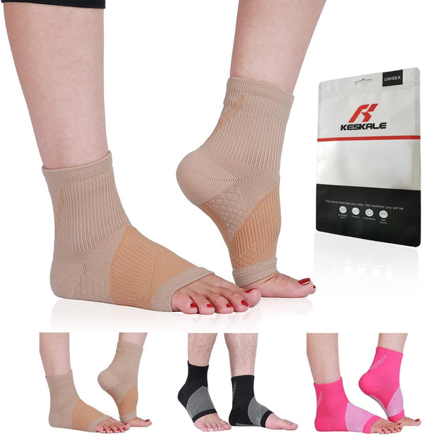 Compression Socks for Women & Men: Open Toe (3 Pairs) Ankle Brace Compression Sleeve for Swelling, Pain & Plantar
