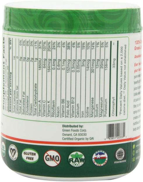 Green Foods Wheat Grass Shots, 5.3 oz, Certified Organic, Vegan, Gluten-Free