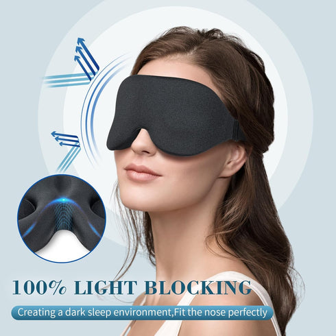 ZGGCD Sleep Mask for Side Sleeper, Light Blocking 3D Contoured Cup Night Blindfold with Adjustable Strap (Black)
