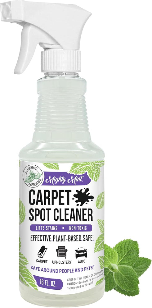 Mighty Mint Carpet Spot Cleaner, 16oz Non-Toxic Spray with Natural Peppermint Scent to Remove Carpet Stains Instantly