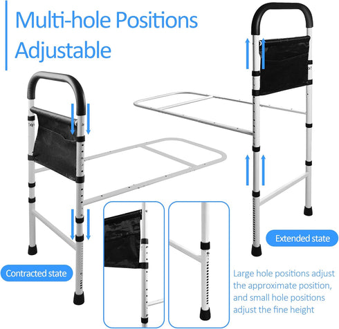 Rackickyer Bed Rails for Elderly Adults Safety,Height Adjustable Bed Assist Rails for Seniors, Non-Slip Bed Side Assist