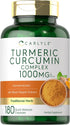 Carlyle Turmeric Curcumin with Black Pepper 1000mg | 180 Capsules | Non-GMO, Gluten Free Complex Supplement