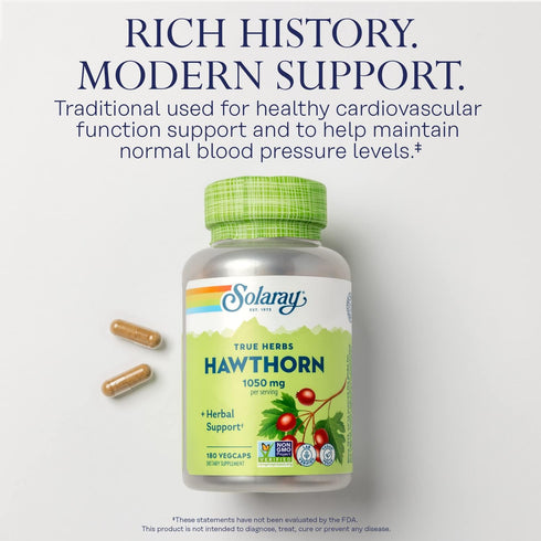 SOLARAY Hawthorn Berry Capsules 1050 mg, 90 Servings for Cardiovascular Support